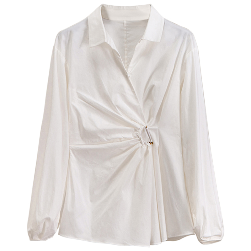 Female Casual Shirt Cotton Silk Sexy For Ladys Tops Blouses Casual Female Women White T Shirt Slim Fit 